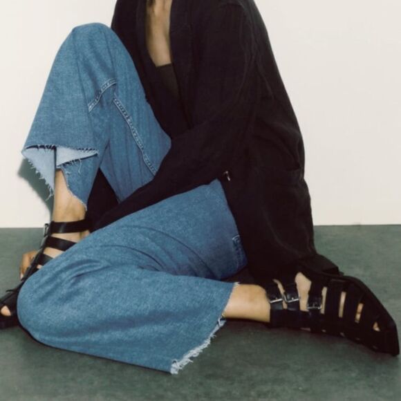 ZARA HEELED BUCKLED GENUINE LEATHER CAGE SANDALS - Picture 7 of 14